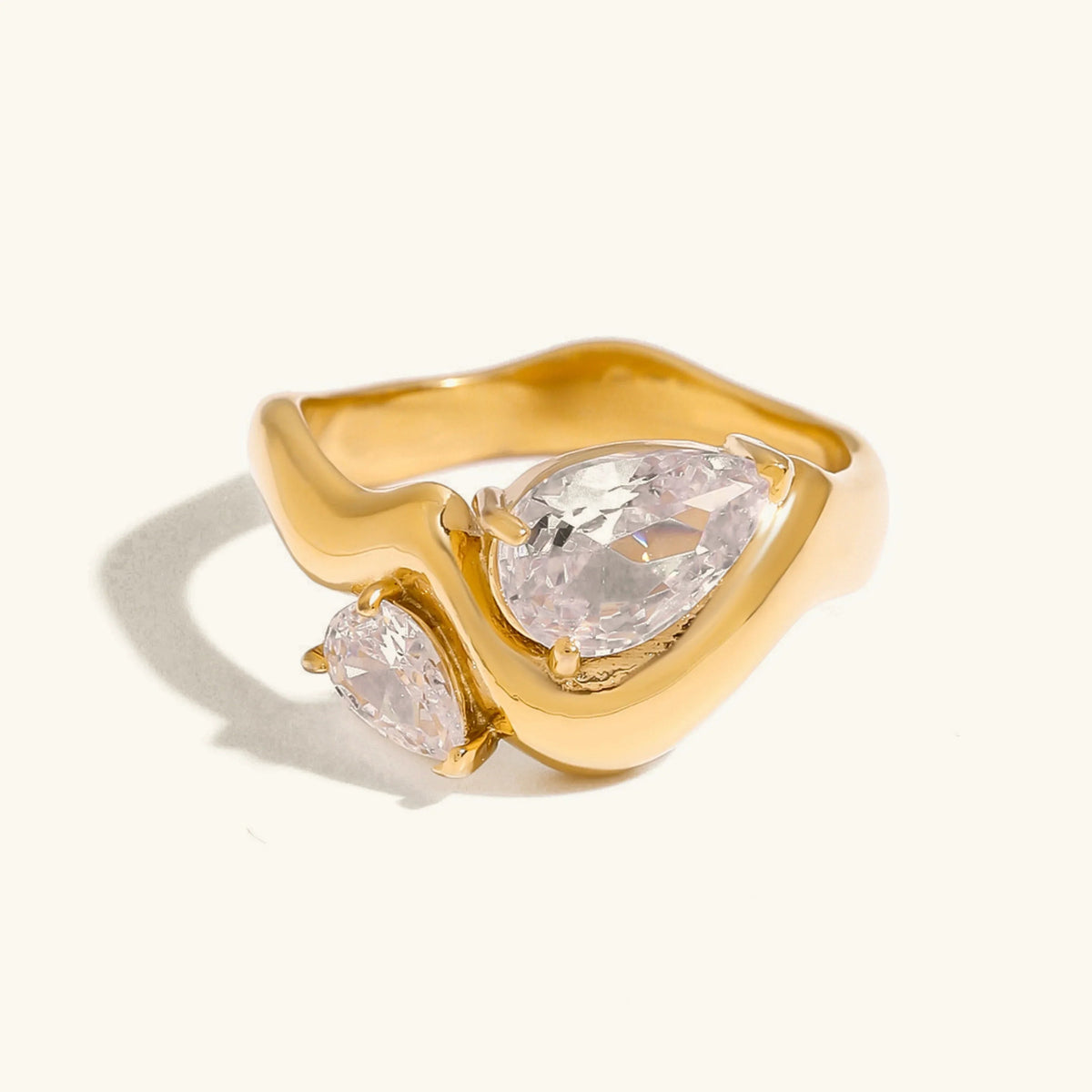 [AuraEcho]Soletta Diamond Teardrop Gold Ring