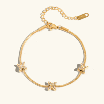 [AuraEcho]Brienne Diamond Cross Herringbone Bracelet