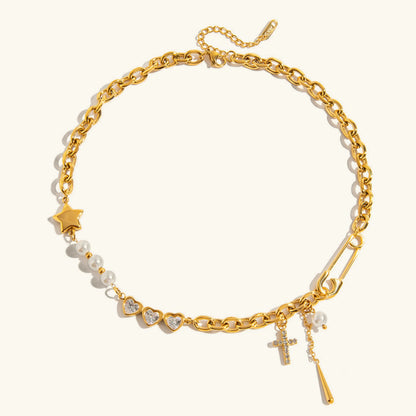 [AuraEcho]Zeraphine Diamond Pearl Gold Necklace