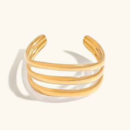 [AuraEcho]Meredith Triple Layer Gold Bangle