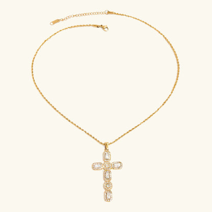 [AuraEcho]Evangelina Diamond Cross Necklace