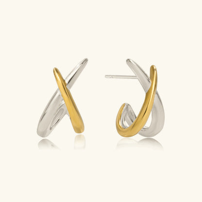 [AuraEcho]Julissa Two Tone Contemporary Huggies