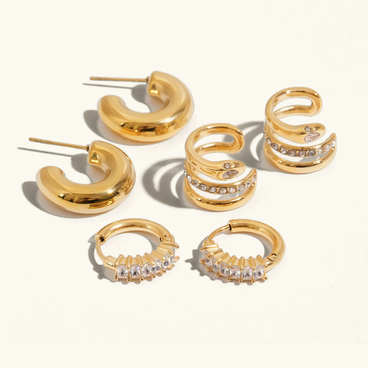 [AuraEcho]Orielle Staple Gold Earrings Bundle