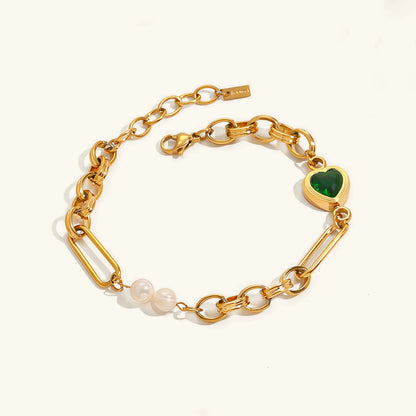 [AuraEcho]Melanie Emerald Pearl Bracelet