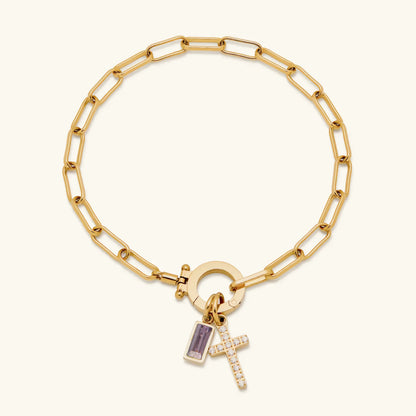 [AuraEcho]Annabella Birthstone Cross Bracelet