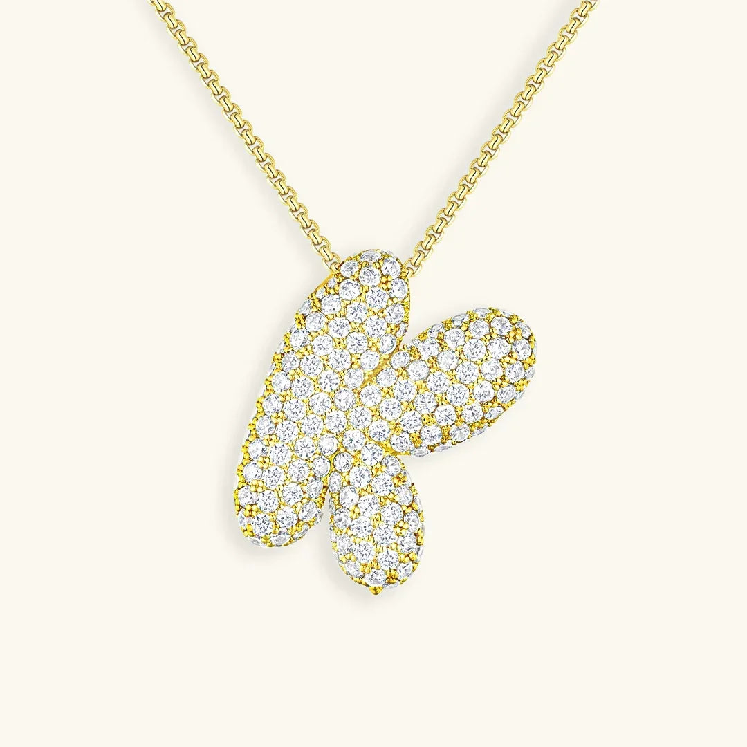 [AuraEcho]Bubble Initial Diamond Necklace
