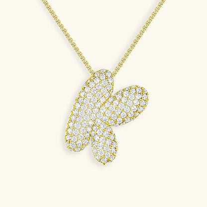 [AuraEcho]Bubble Initial Diamond Necklace