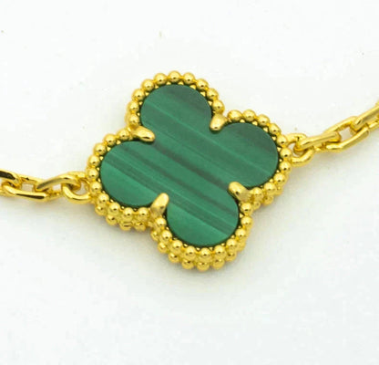[AuraEcho] CLOVER 5 MOTIF MALACHITE BRACELET COLLECTION
