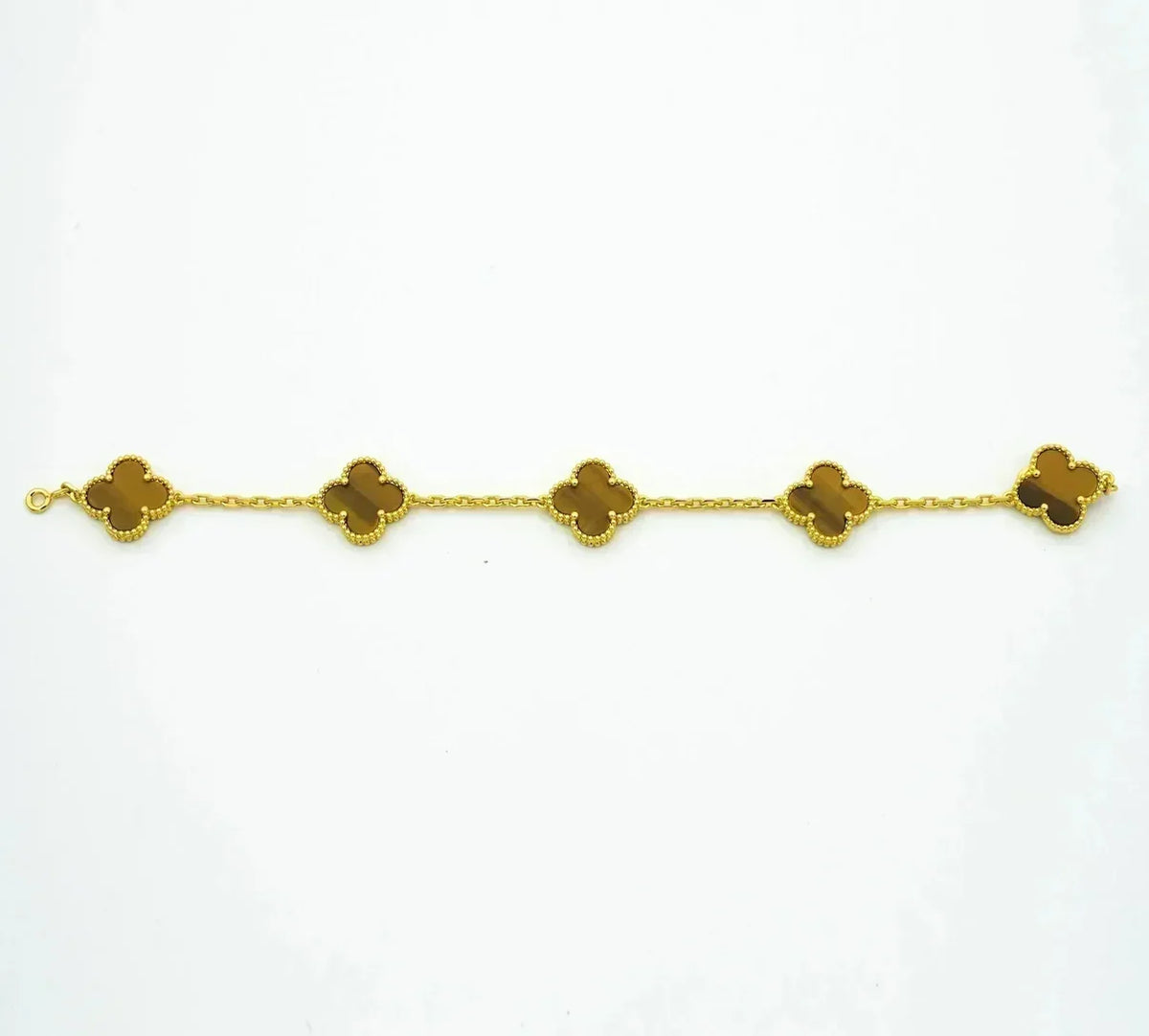 [AuraEcho] CLOVER 5 MOTIFS TIGER EYE BRACELET COLLECTION