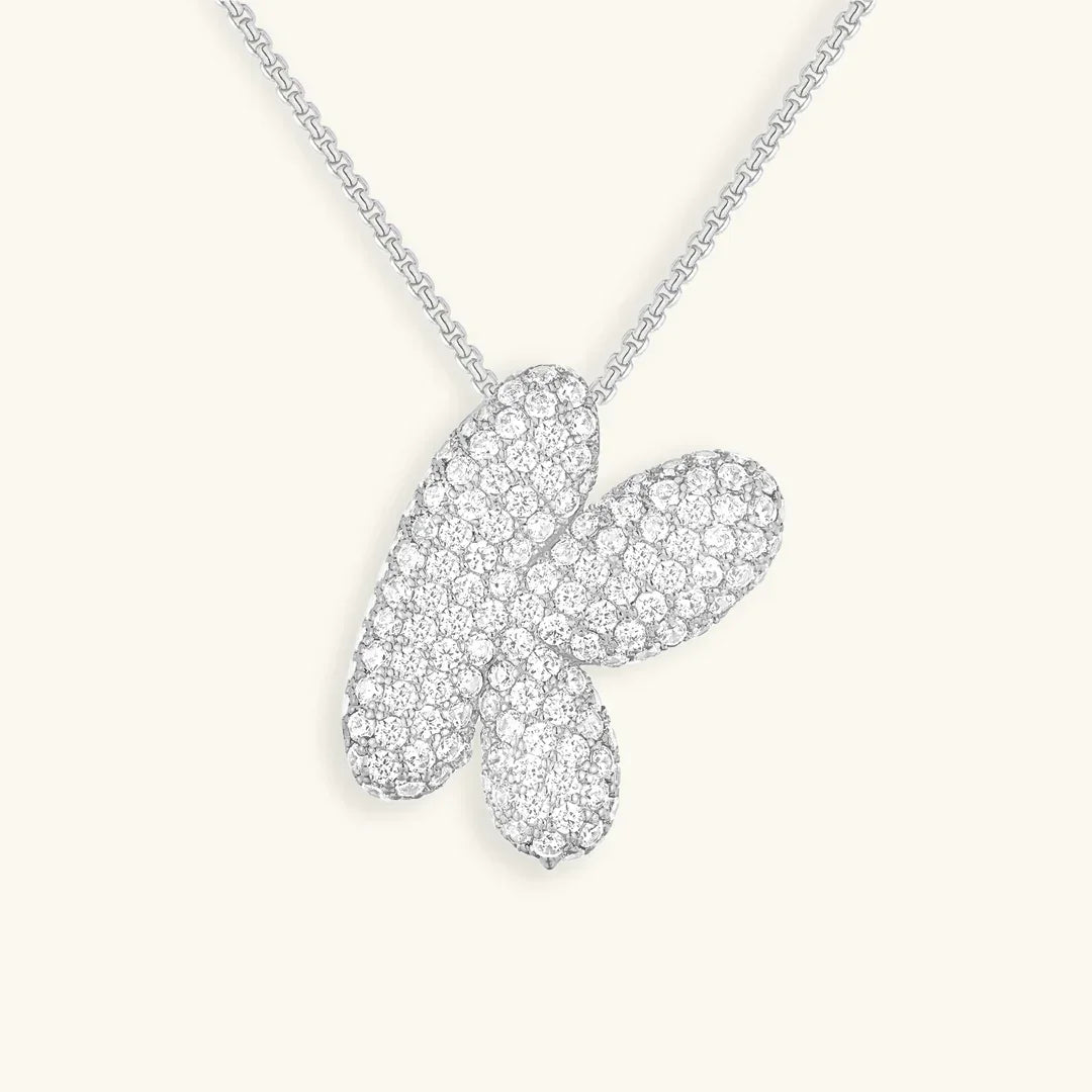 [AuraEcho]Bubble Initial Diamond Necklace