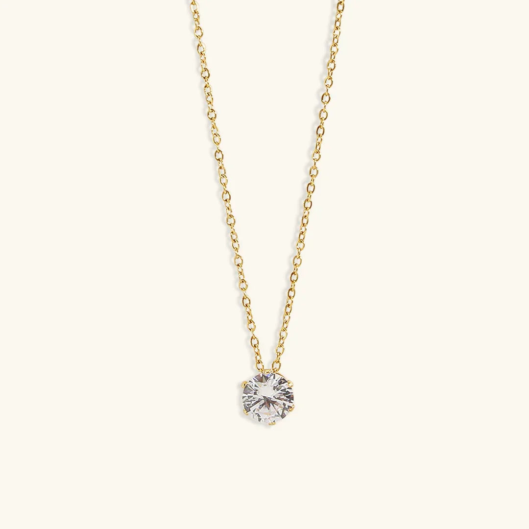 [AuraEcho]Kyla Solitaire Gold Necklace