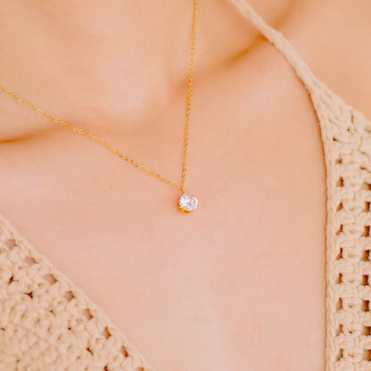 [AuraEcho]Kyla Solitaire Gold Necklace