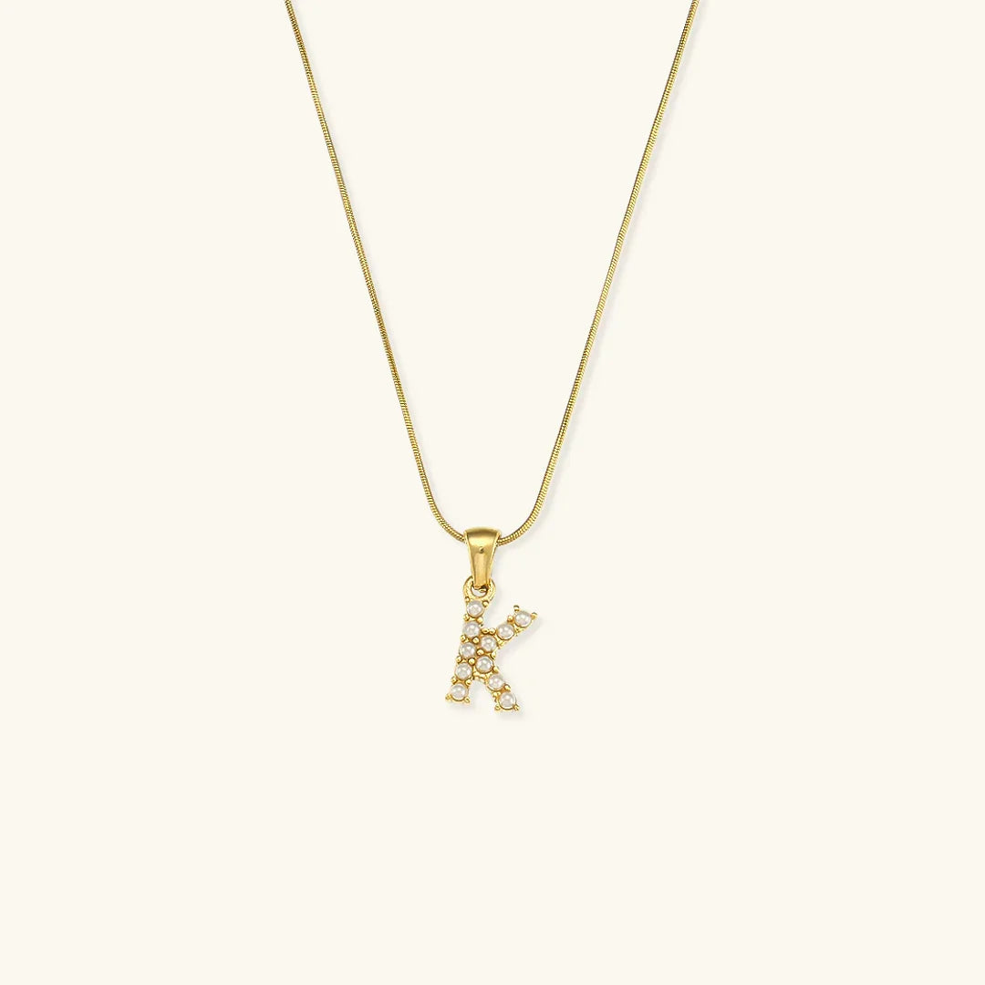 [AuraEcho]Augustine Initial Letter Pearl Necklace