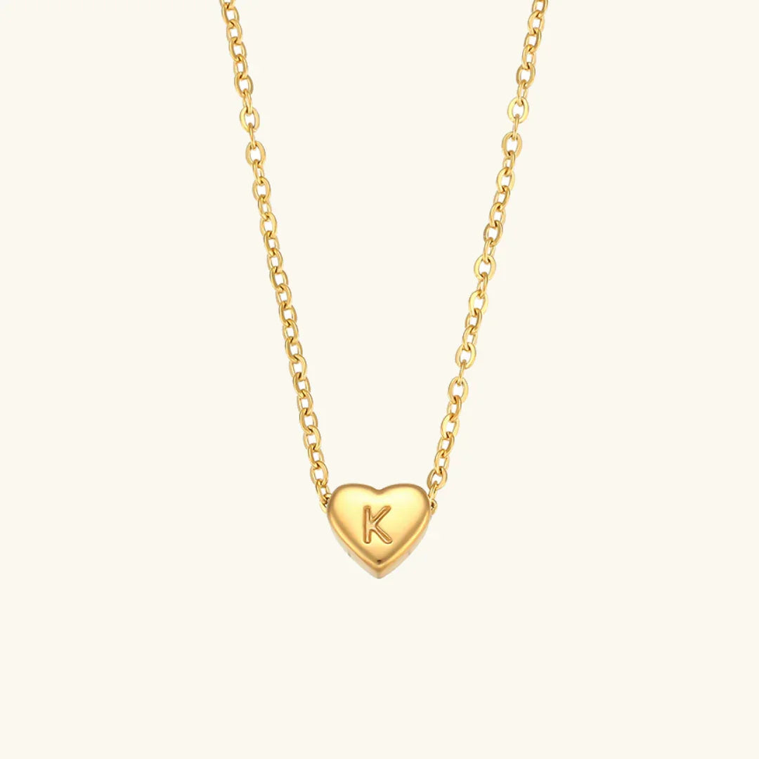 [AuraEcho]Heart Initial Gold Necklace