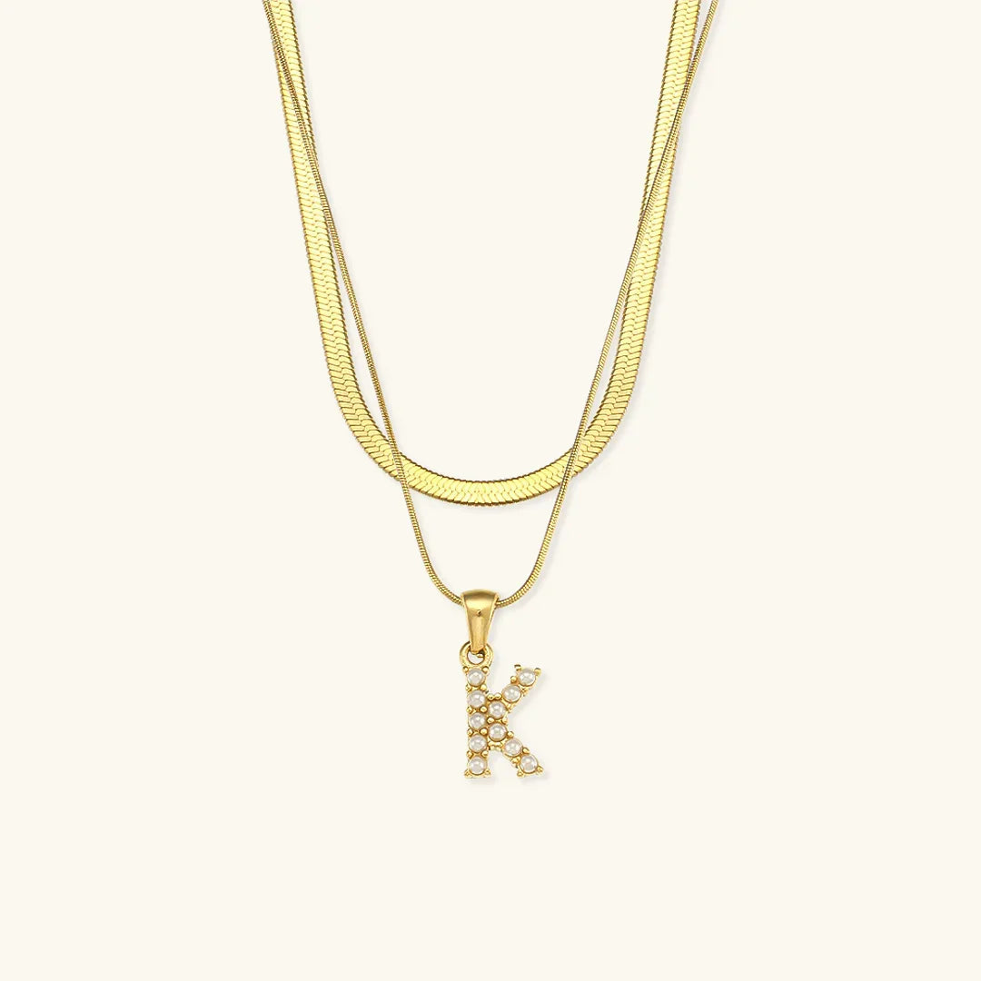 [AuraEcho]Fiona Layered Gold Initial Letter Necklace
