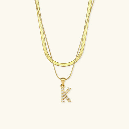[AuraEcho]Fiona Layered Gold Initial Letter Necklace