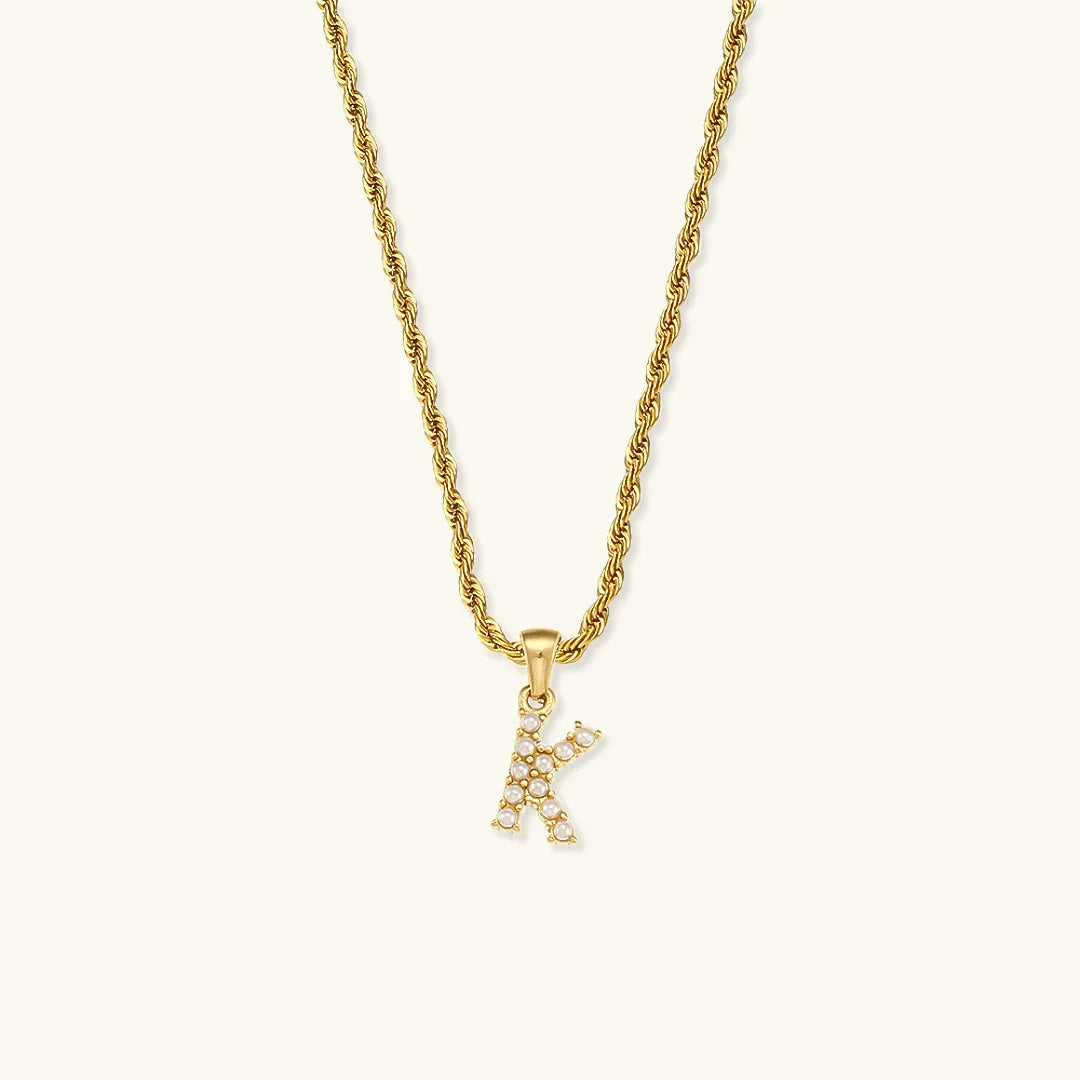 [AuraEcho]Elodie Initial Letter Pearl Necklace