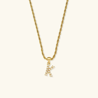 [AuraEcho]Elodie Initial Letter Pearl Necklace