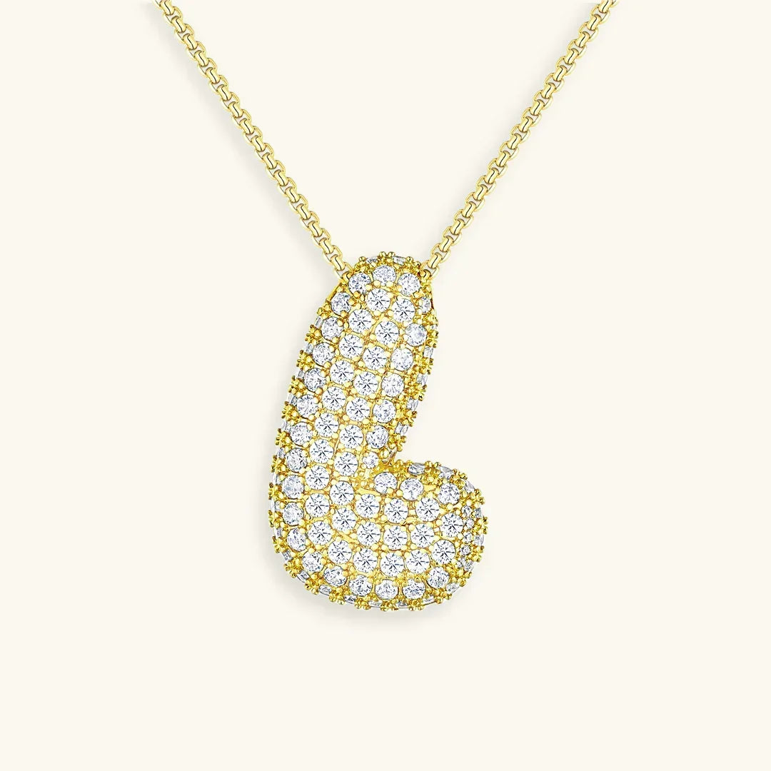 [AuraEcho]Bubble Initial Diamond Necklace