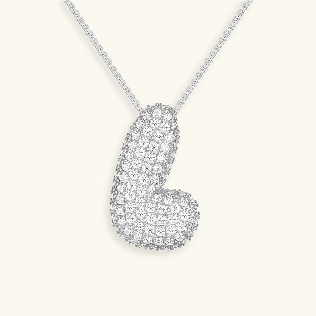 [AuraEcho]Bubble Initial Diamond Necklace