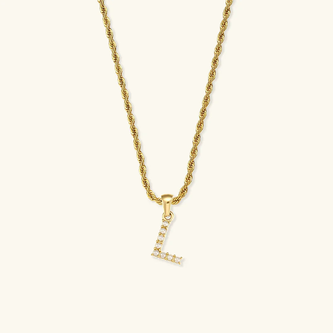 [AuraEcho]Elodie Initial Letter Pearl Necklace