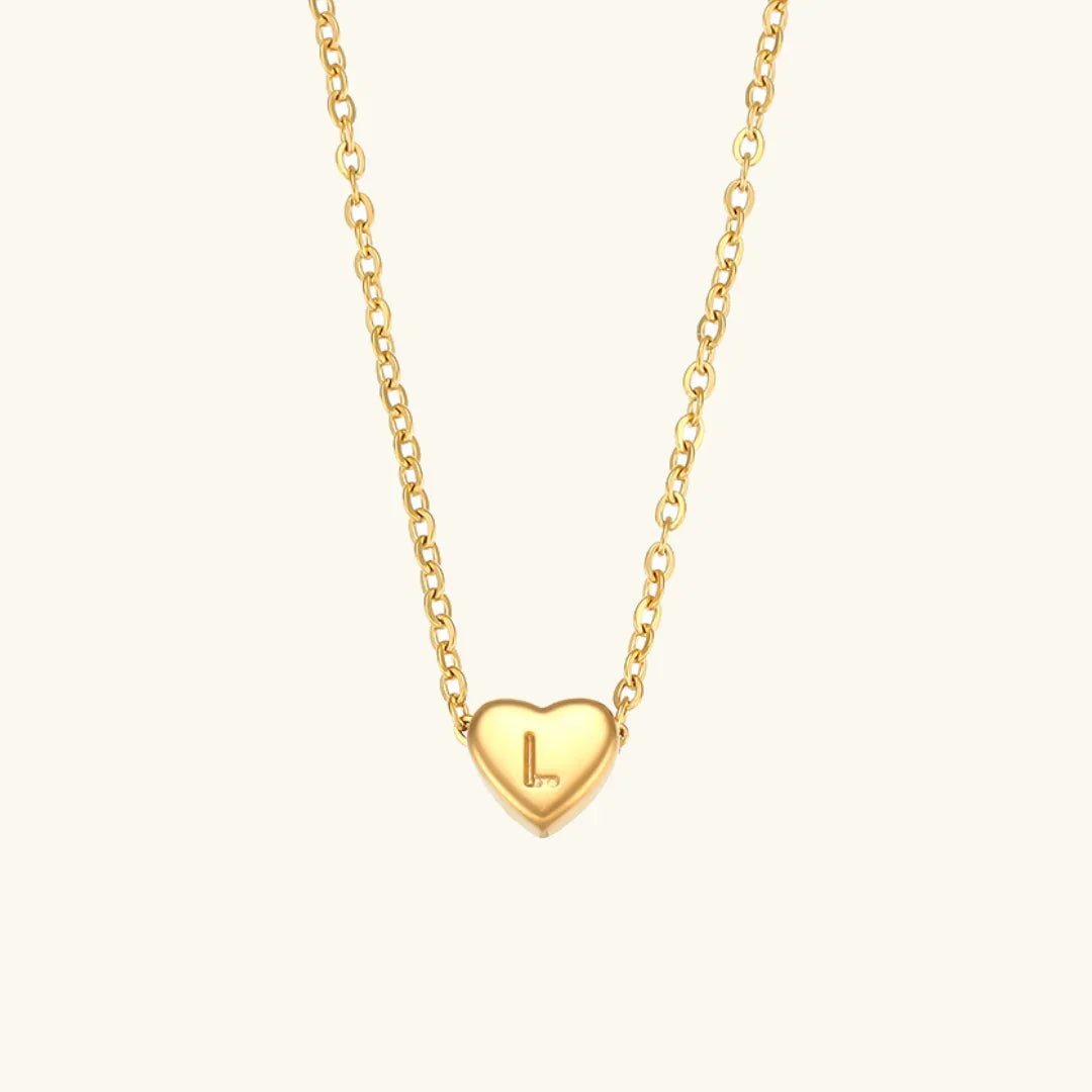 [AuraEcho]Heart Initial Gold Necklace