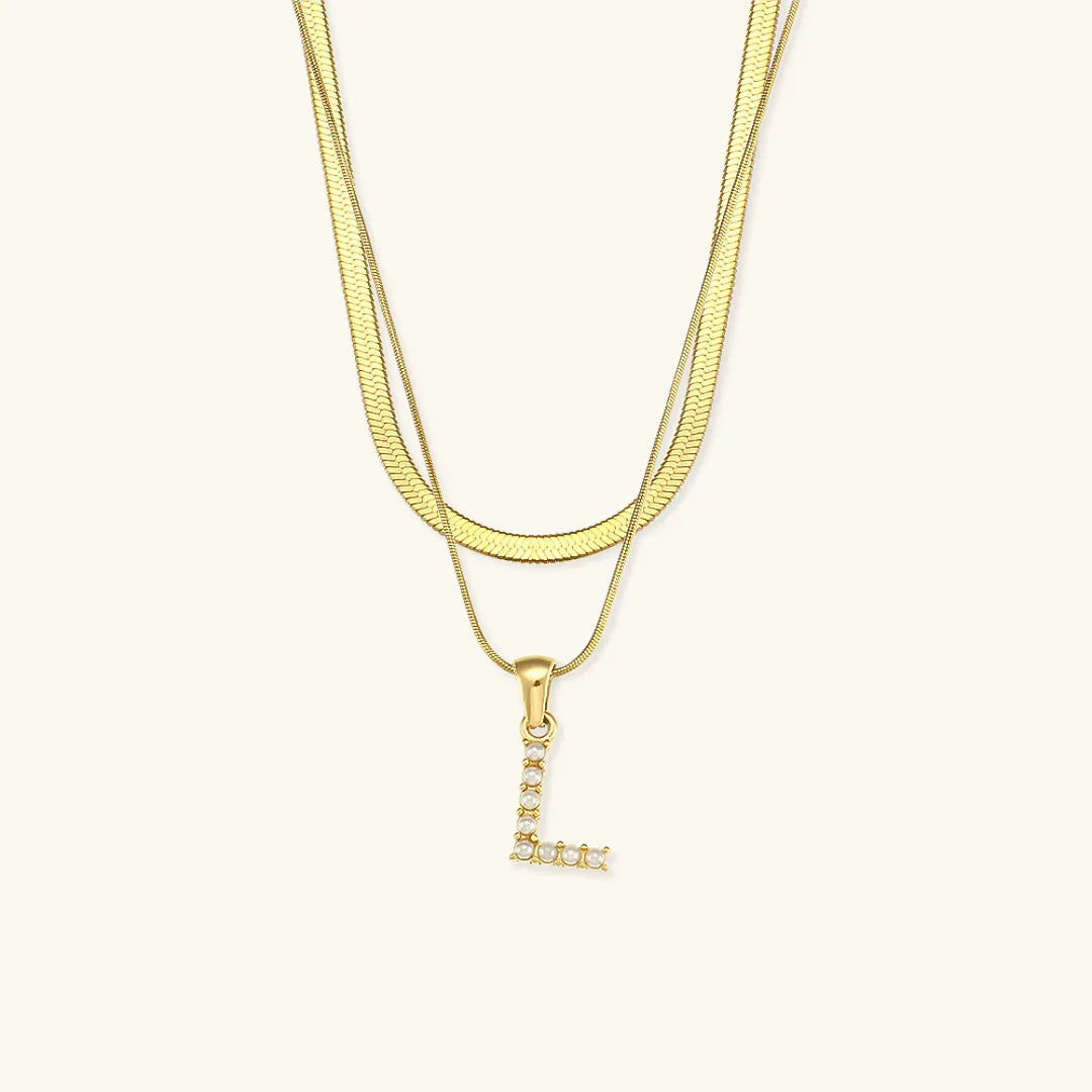 [AuraEcho]Fiona Layered Gold Initial Letter Necklace