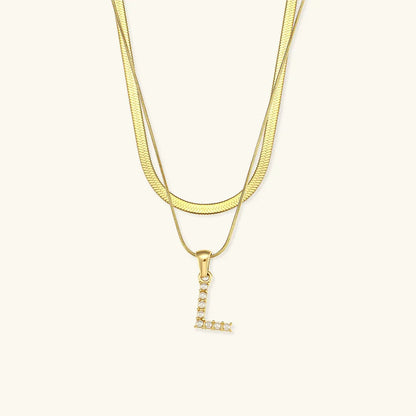 [AuraEcho]Fiona Layered Gold Initial Letter Necklace