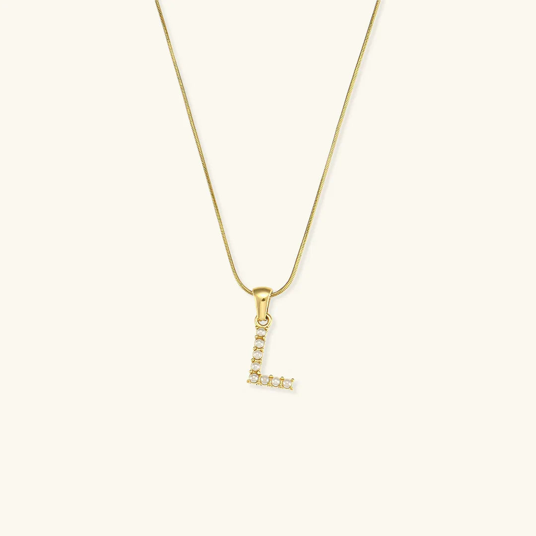 [AuraEcho]Augustine Initial Letter Pearl Necklace