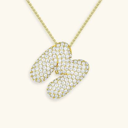 [AuraEcho]Bubble Initial Diamond Necklace