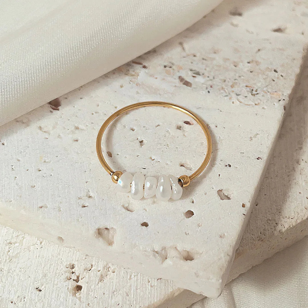 [AuraEcho]Magnolia Freshwater Pearl Gold Ring