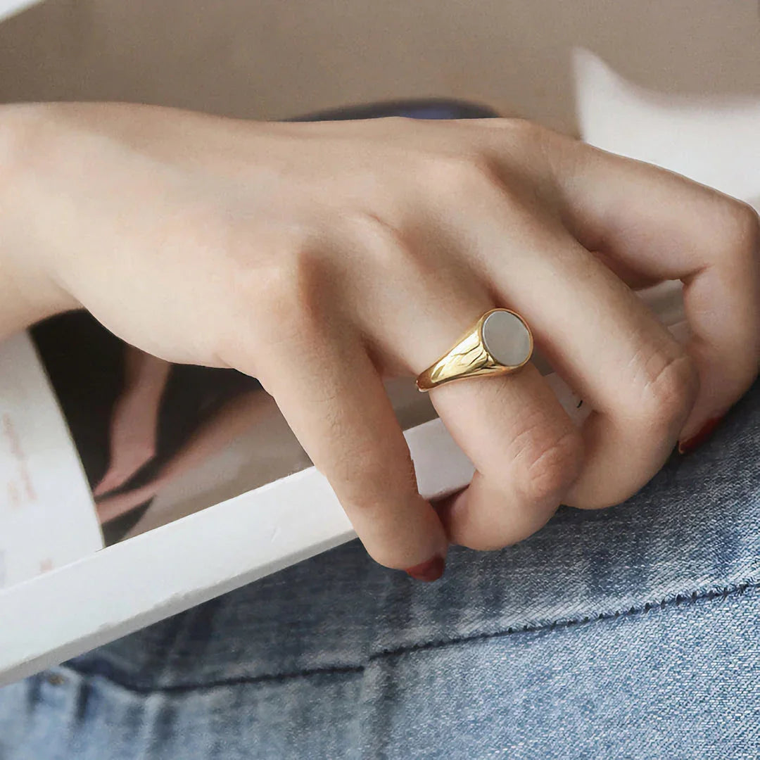 [AuraEcho]Mother Of Pearl Gold Ring