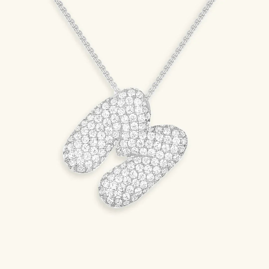 [AuraEcho]Bubble Initial Diamond Necklace
