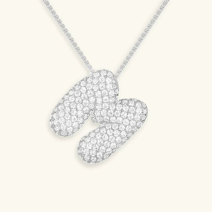 [AuraEcho]Bubble Initial Diamond Necklace