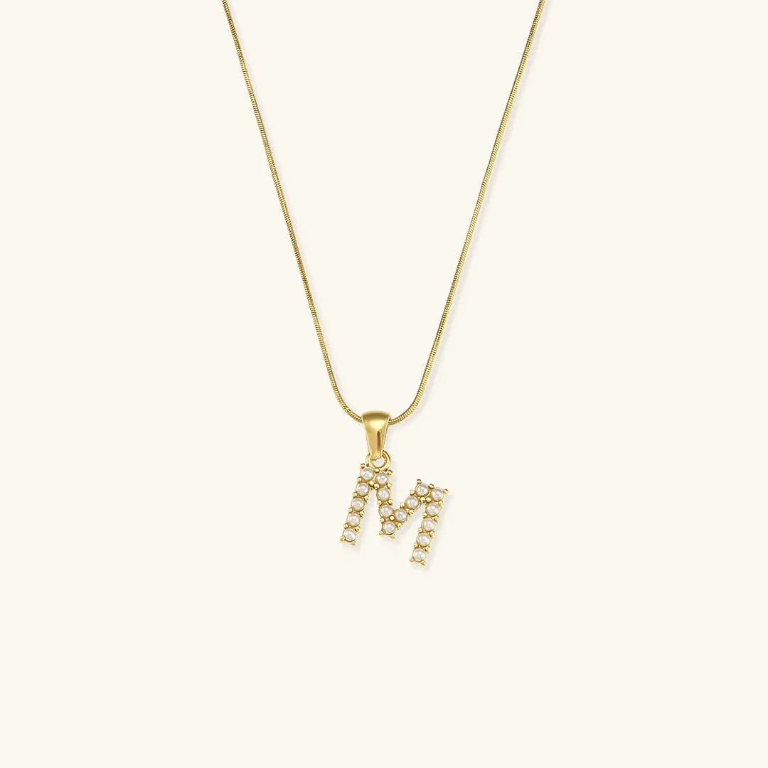 [AuraEcho]Augustine Initial Letter Pearl Necklace