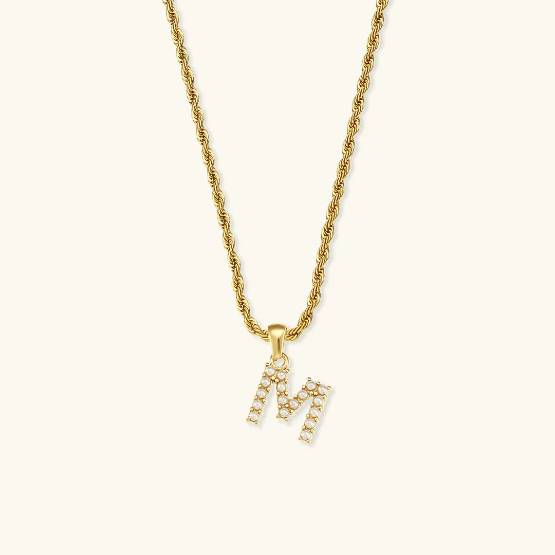 [AuraEcho]Elodie Initial Letter Pearl Necklace