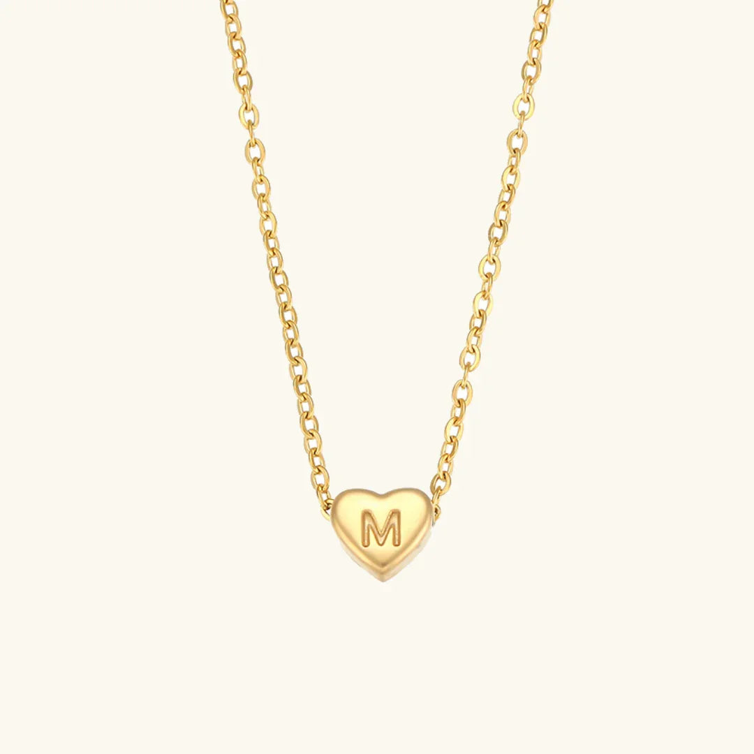 [AuraEcho]Heart Initial Gold Necklace