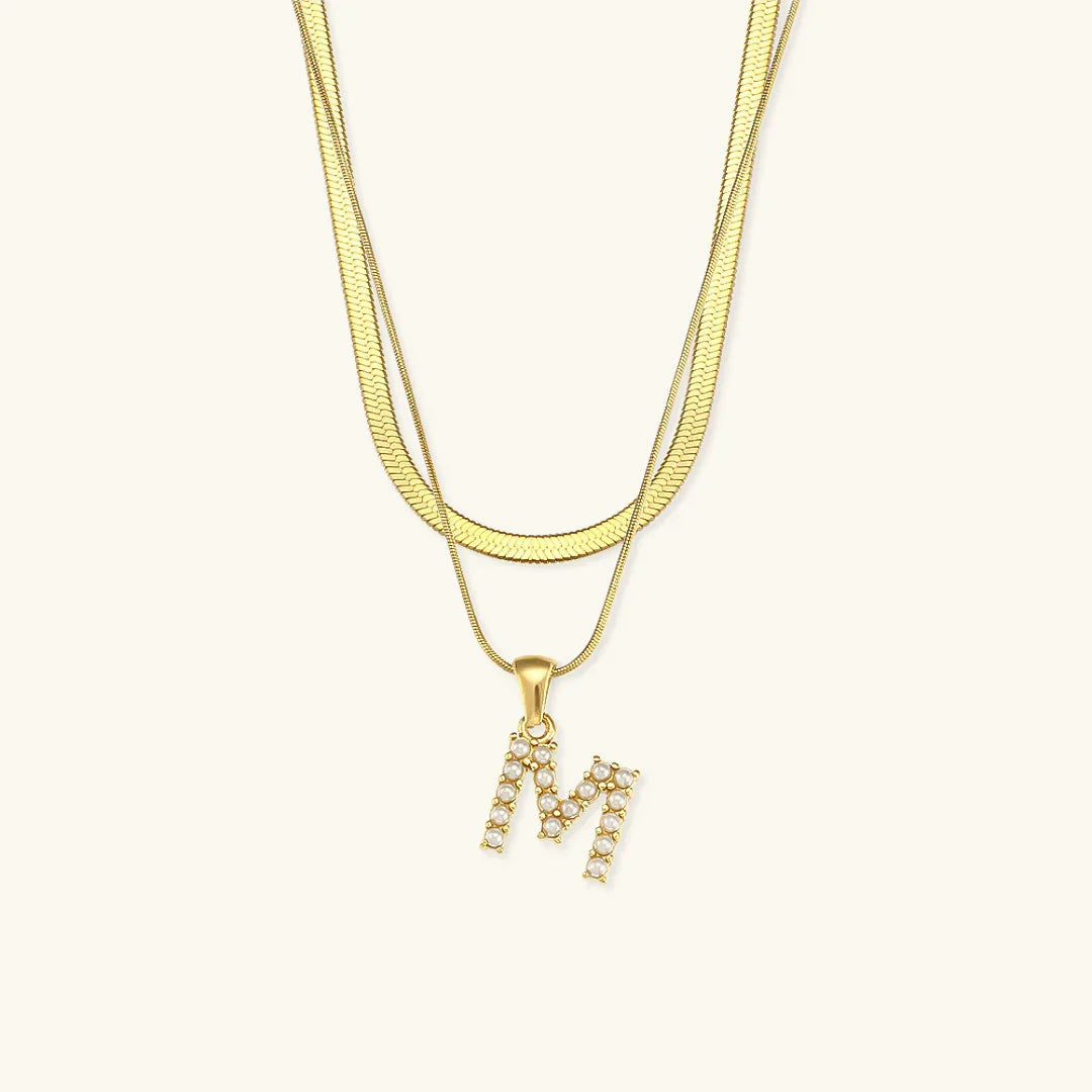 [AuraEcho]Fiona Layered Gold Initial Letter Necklace