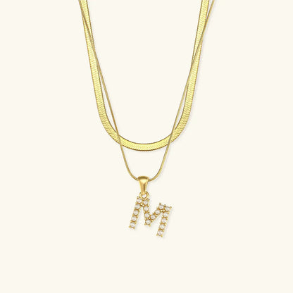 [AuraEcho]Fiona Layered Gold Initial Letter Necklace