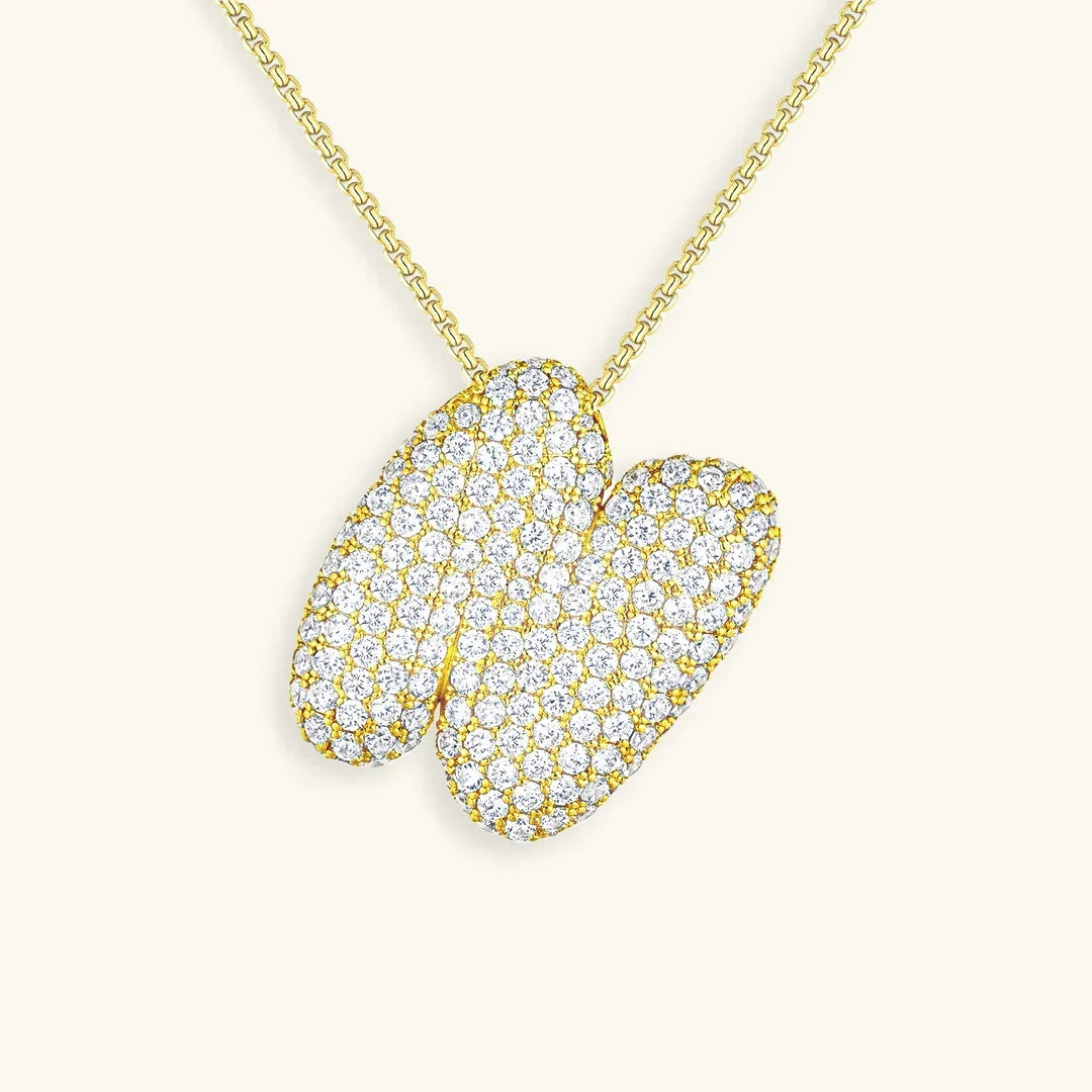 [AuraEcho]Bubble Initial Diamond Necklace