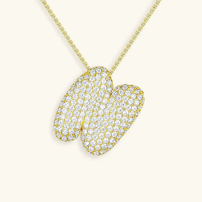 [AuraEcho]Bubble Initial Diamond Necklace