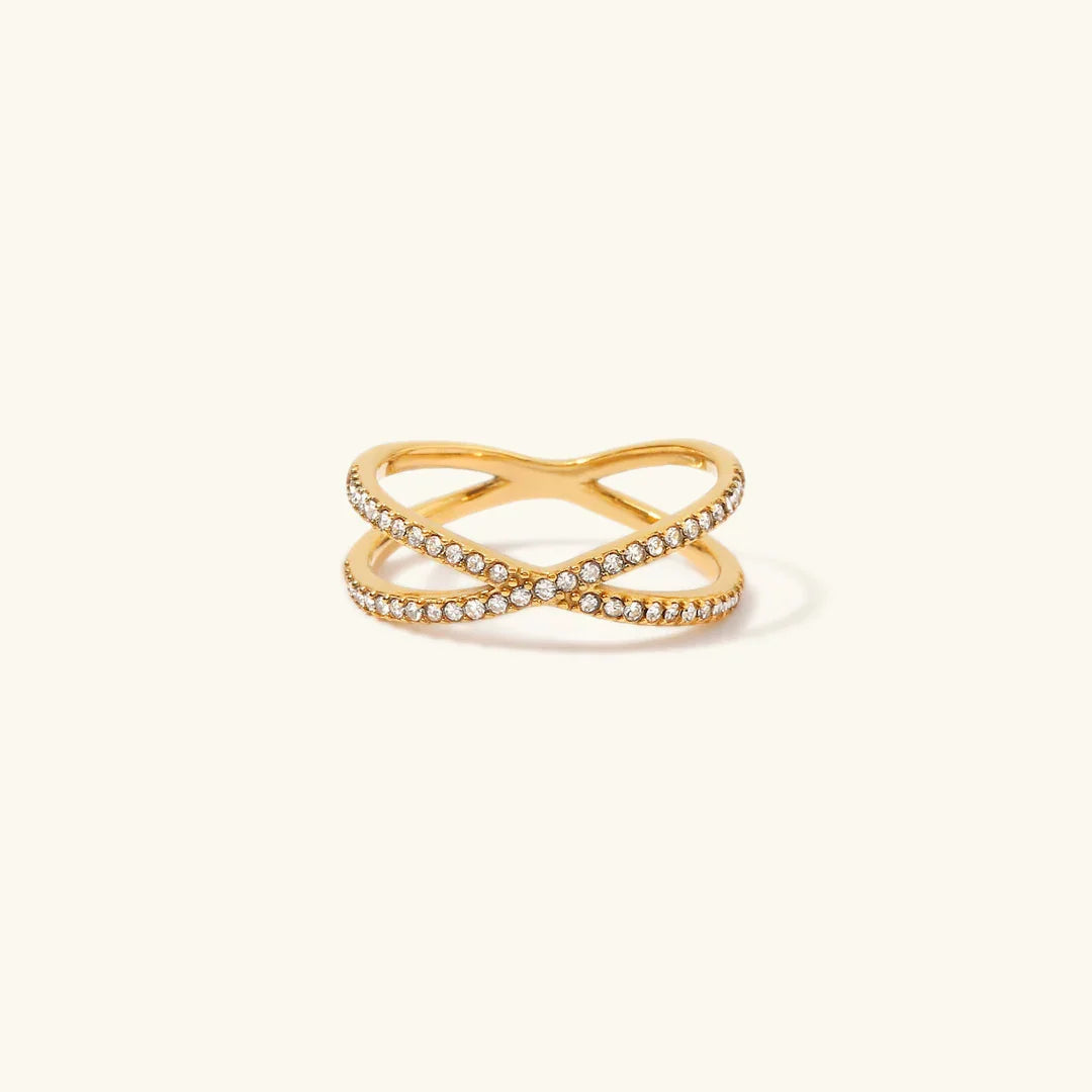[AuraEcho]Nia Gold Diamond Cross Ring