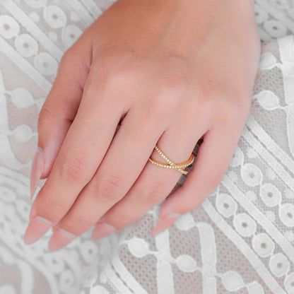[AuraEcho]Nia Gold Diamond Cross Ring
