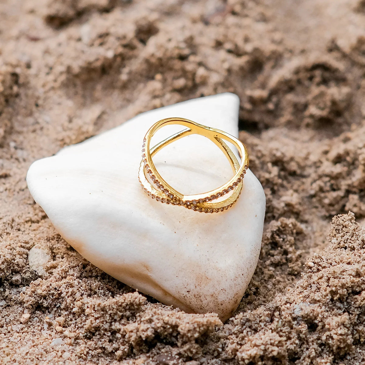 [AuraEcho]Nia Gold Diamond Cross Ring
