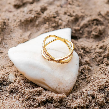 [AuraEcho]Nia Gold Diamond Cross Ring