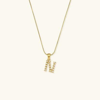 [AuraEcho]Augustine Initial Letter Pearl Necklace
