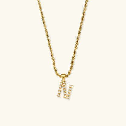 [AuraEcho]Elodie Initial Letter Pearl Necklace