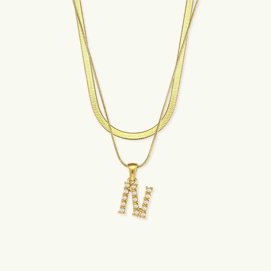[AuraEcho]Fiona Layered Gold Initial Letter Necklace