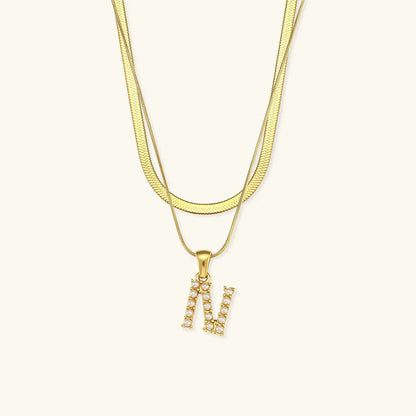 [AuraEcho]Fiona Layered Gold Initial Letter Necklace