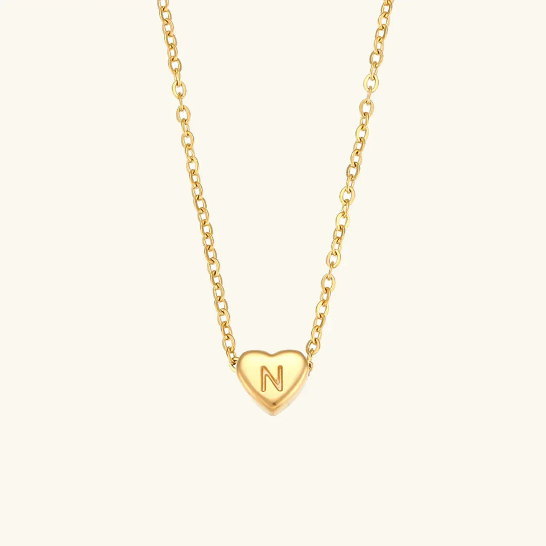 [AuraEcho]Heart Initial Gold Necklace